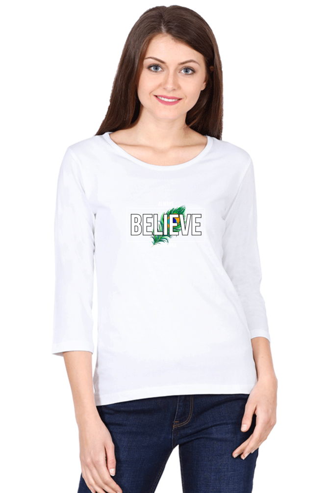 Always Believe in Krishna – Women's Full-Sleeve T-Shirt - SanatanSoul