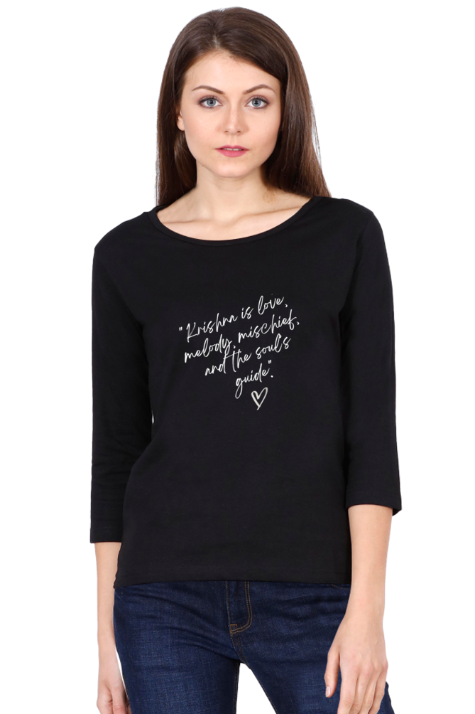 Krishna Vibes – Women's Full Sleeve cotton Tee - SanatanSoul