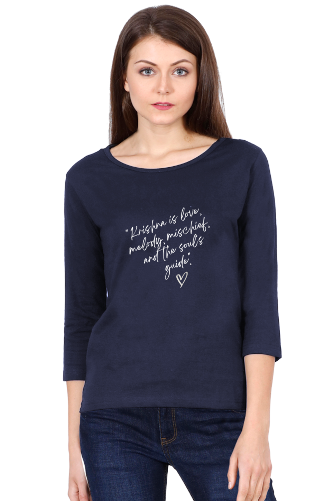Krishna Vibes – Women's Full Sleeve cotton Tee - SanatanSoul