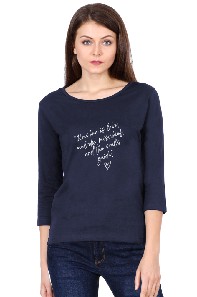 Krishna Vibes – Women's Full Sleeve cotton Tee - SanatanSoul
