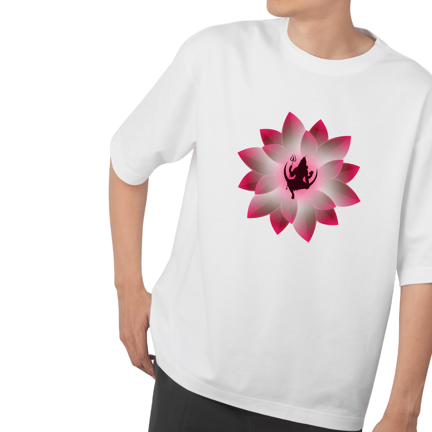 Mahadev Lotus Unisex Oversized T-Shirt - SanatanSoul
