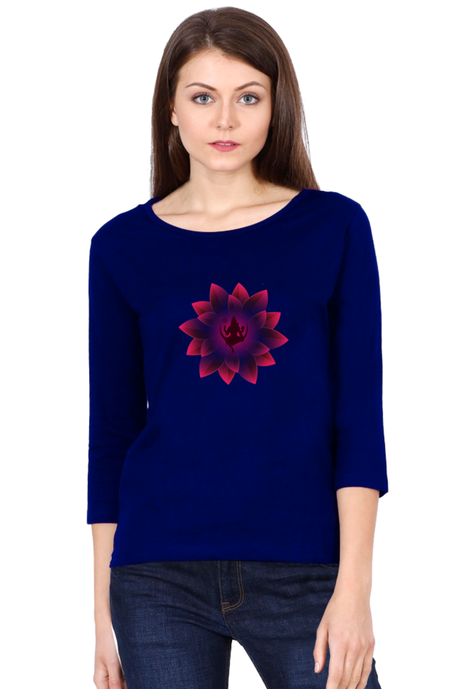 Mahadev Lotus Female Full Sleeve T-Shirt - SanatanSoul