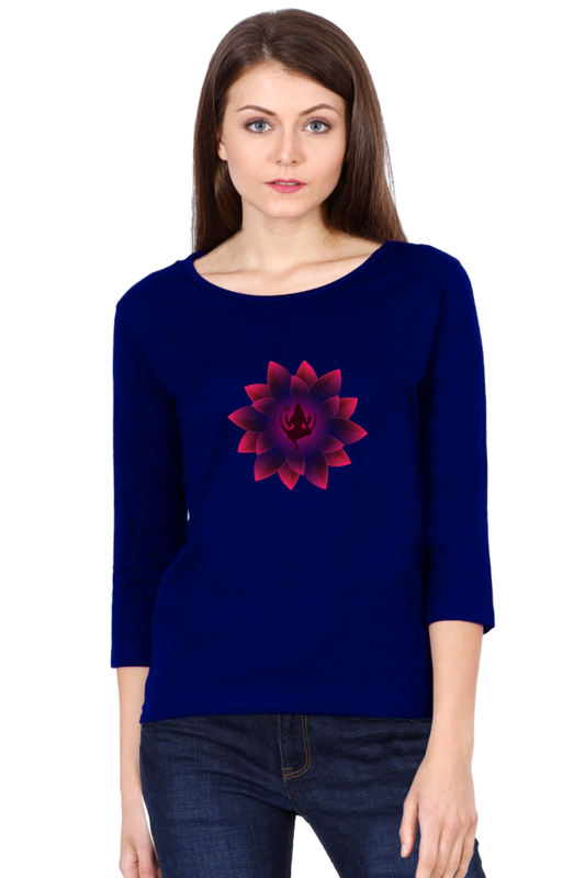 Mahadev Lotus Female Full Sleeve T-Shirt - SanatanSoul