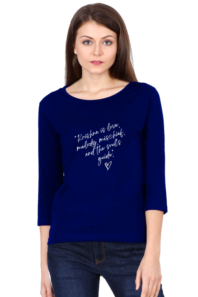 Krishna Vibes – Women's Full Sleeve cotton Tee - SanatanSoul