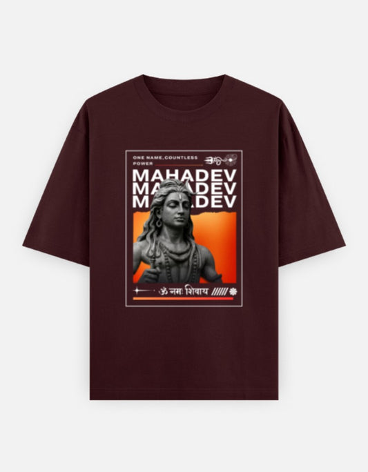 Mahadev Oversized Premium 100 % Cotton T-shirt – Hindu Lord Shiva Graphic Tee for Men - SanatanSoul