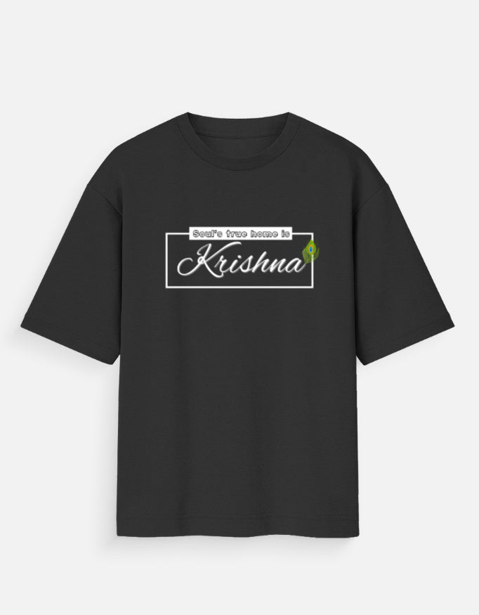 Krishna Oversized Cotton T-shirt for Men – 180 GSM Heavyweight Spiritual Graphic Tee - SanatanSoul
