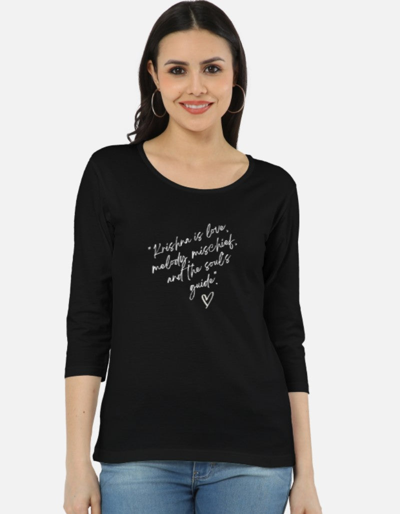 Krishna Vibes – Women's Full Sleeve cotton Tee - SanatanSoul