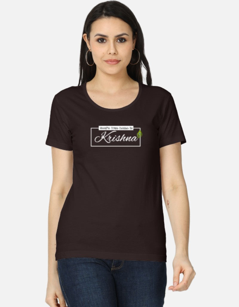 Soul’s True Home is Krishna- Spiritual Sanatani Krishna Print Tee for Women & Girls - SanatanSoul