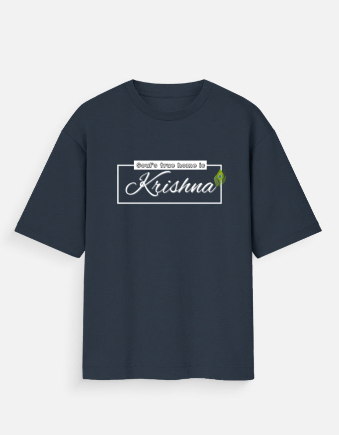 Krishna Oversized Cotton T-shirt for Men – 180 GSM Heavyweight Spiritual Graphic Tee - SanatanSoul