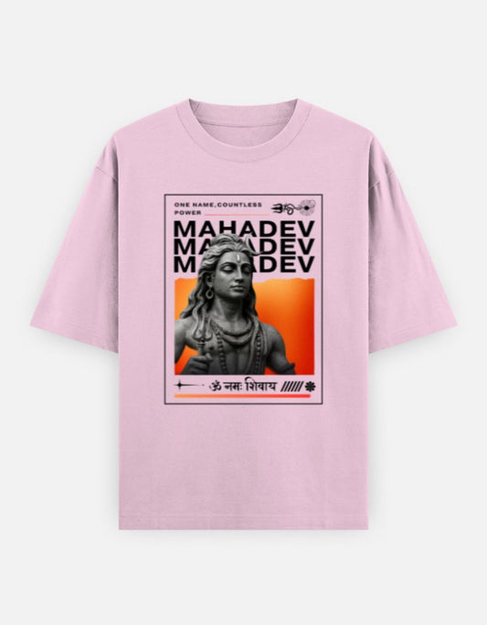 "One Name, Countless Power” – Mahadev oversized premium cotton t-shirt for men, Hindu Lord Shiva graphic tee - SanatanSoul