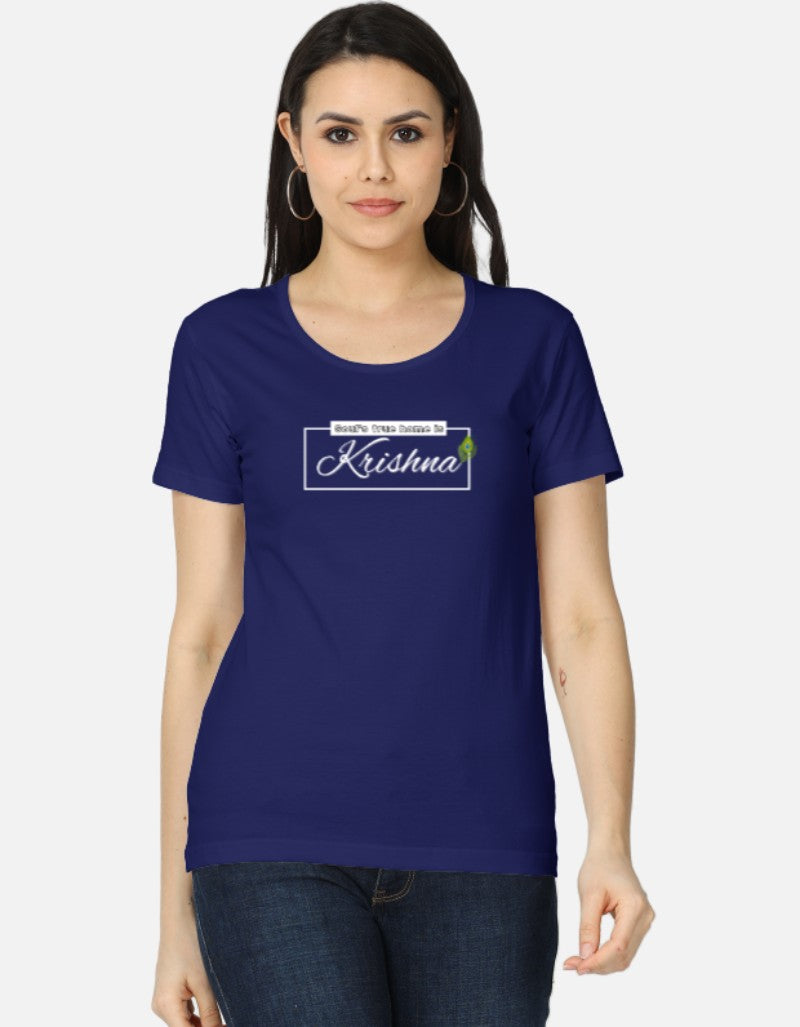 Soul’s True Home is Krishna- Spiritual Sanatani Krishna Print Tee for Women & Girls - SanatanSoul