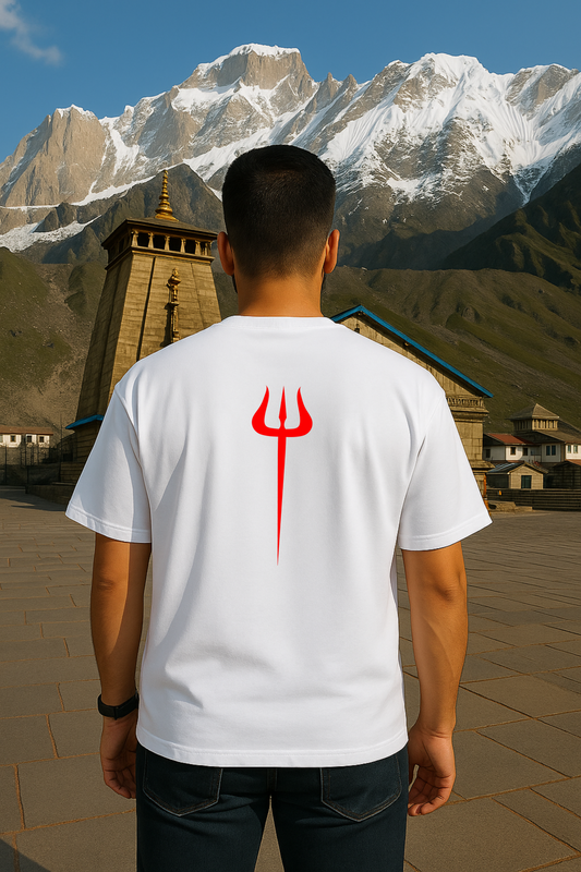 Divine Trishul Oversized Both Side Printed T-Shirt - SanatanSoul