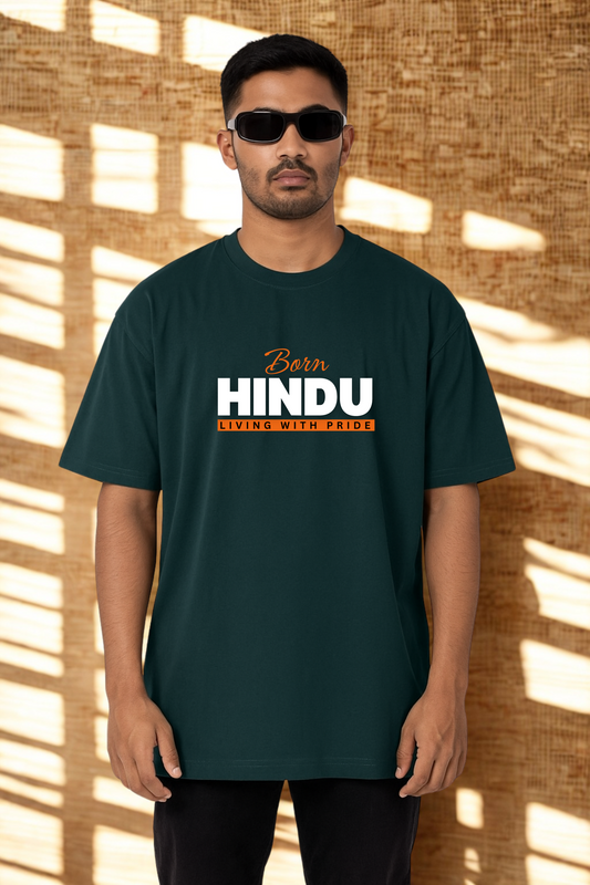 Born Hindu Oversized T-Shirt for Men — Sanatani Spiritual Pride Cotton Tee - SanatanSoul