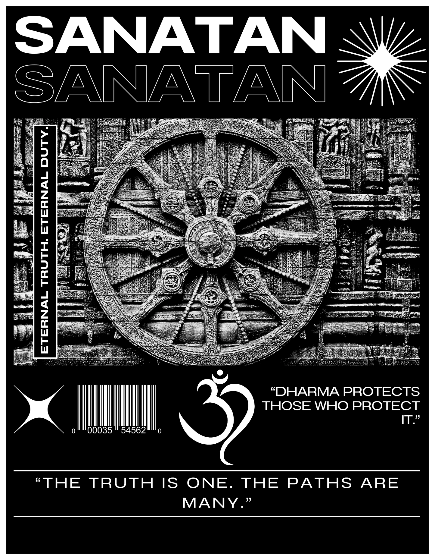 SANATAN Oversized Unisex Cotton T-Shirt – “Dharma Chakra” Premium Spiritual Hindu Edition - SanatanSoul
