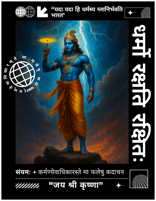 DHARMA YODDHA Oversized Unisex Cotton T-Shirt – “Jai Shree Krishna” Premium Hindu Edition - SanatanSoul