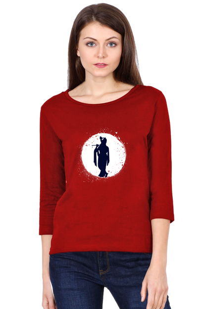 Divine Grace – Full Sleeve Krishna Silhouette T-Shirt (Women) - SanatanSoul