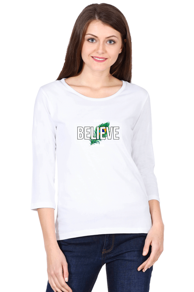 Always Believe in Krishna – Women's Full-Sleeve T-Shirt - SanatanSoul