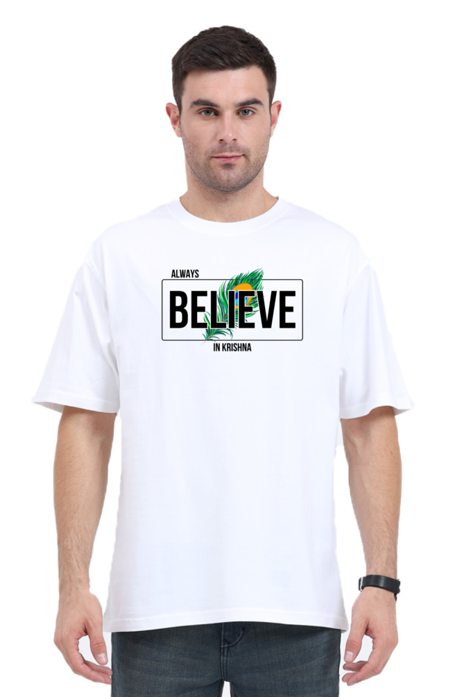 Always Believe in Krishna – Men's Oversized T-Shirt - SanatanSoul