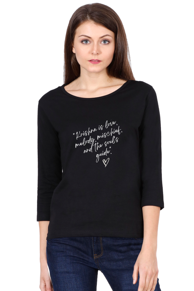 Krishna Vibes – Women's Full Sleeve cotton Tee - SanatanSoul
