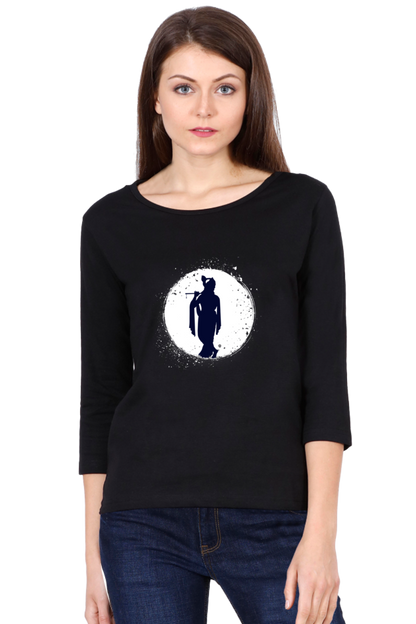 Divine Grace – Full Sleeve Krishna Silhouette T-Shirt (Women) - SanatanSoul