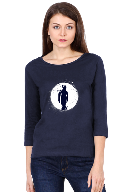 Divine Grace – Full Sleeve Krishna Silhouette T-Shirt (Women) - SanatanSoul