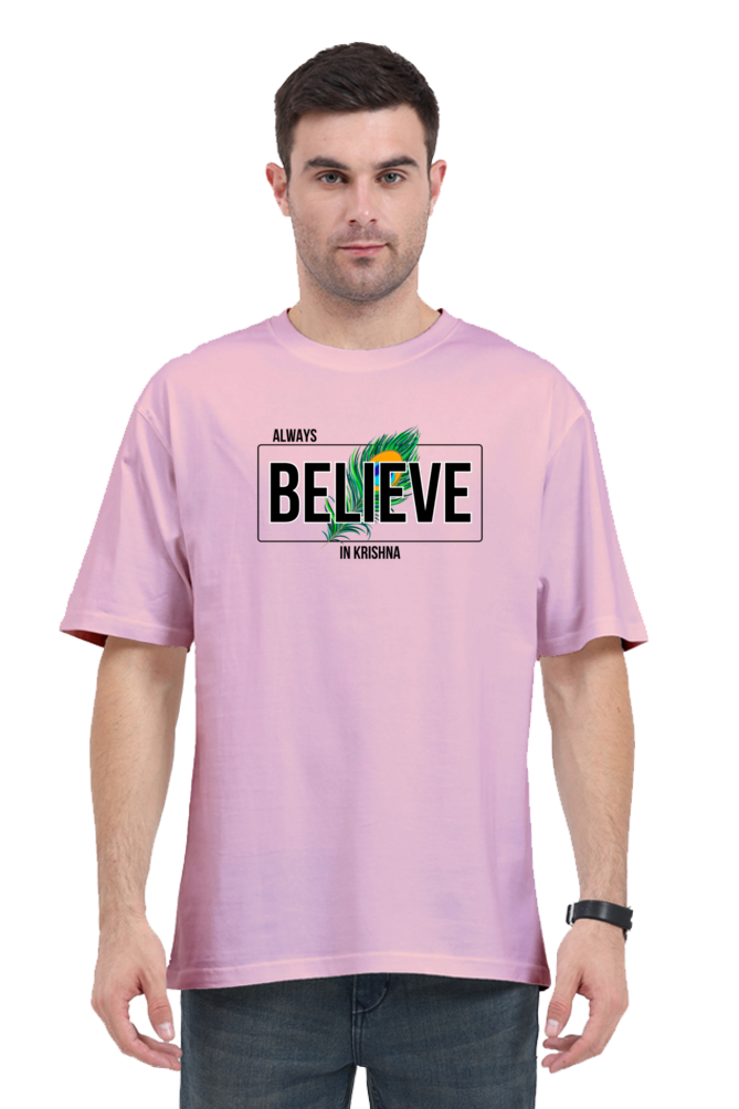 Always Believe in Krishna – Men's Oversized T-Shirt - SanatanSoul