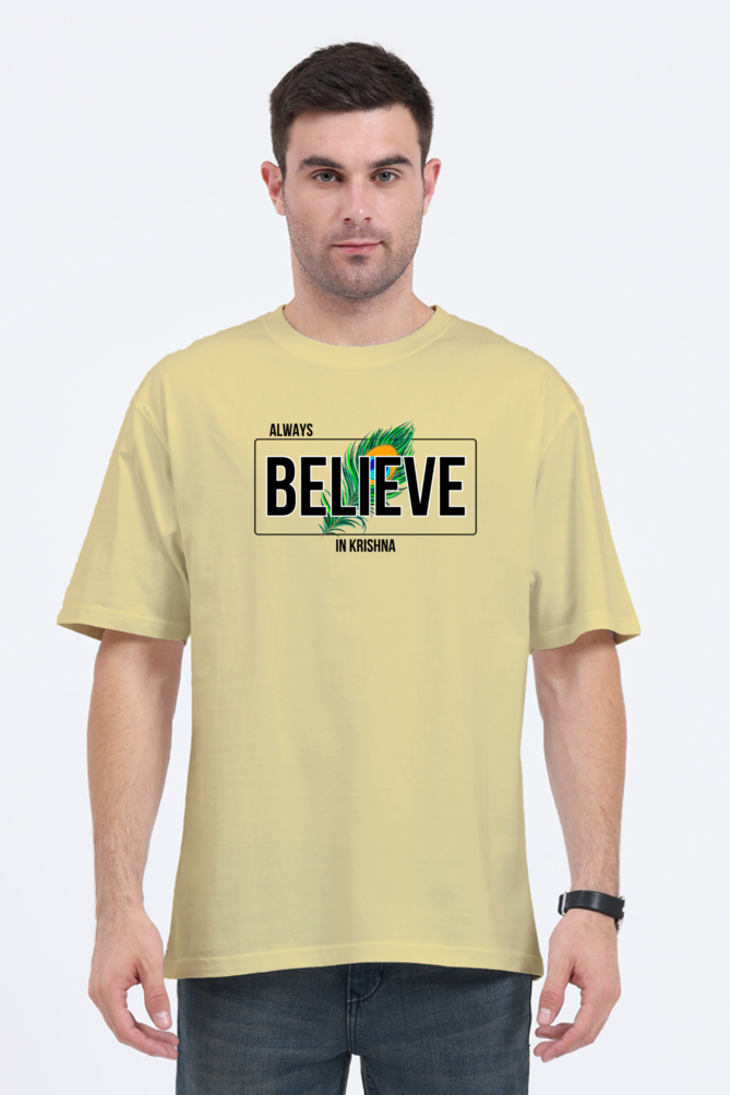 Always Believe in Krishna – Men's Oversized T-Shirt - SanatanSoul
