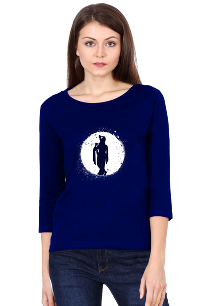 Divine Grace – Full Sleeve Krishna Silhouette T-Shirt (Women) - SanatanSoul