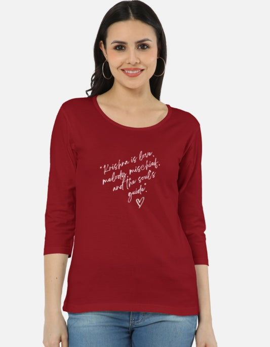 Krishna Vibes – Women's Full Sleeve cotton Tee - SanatanSoul