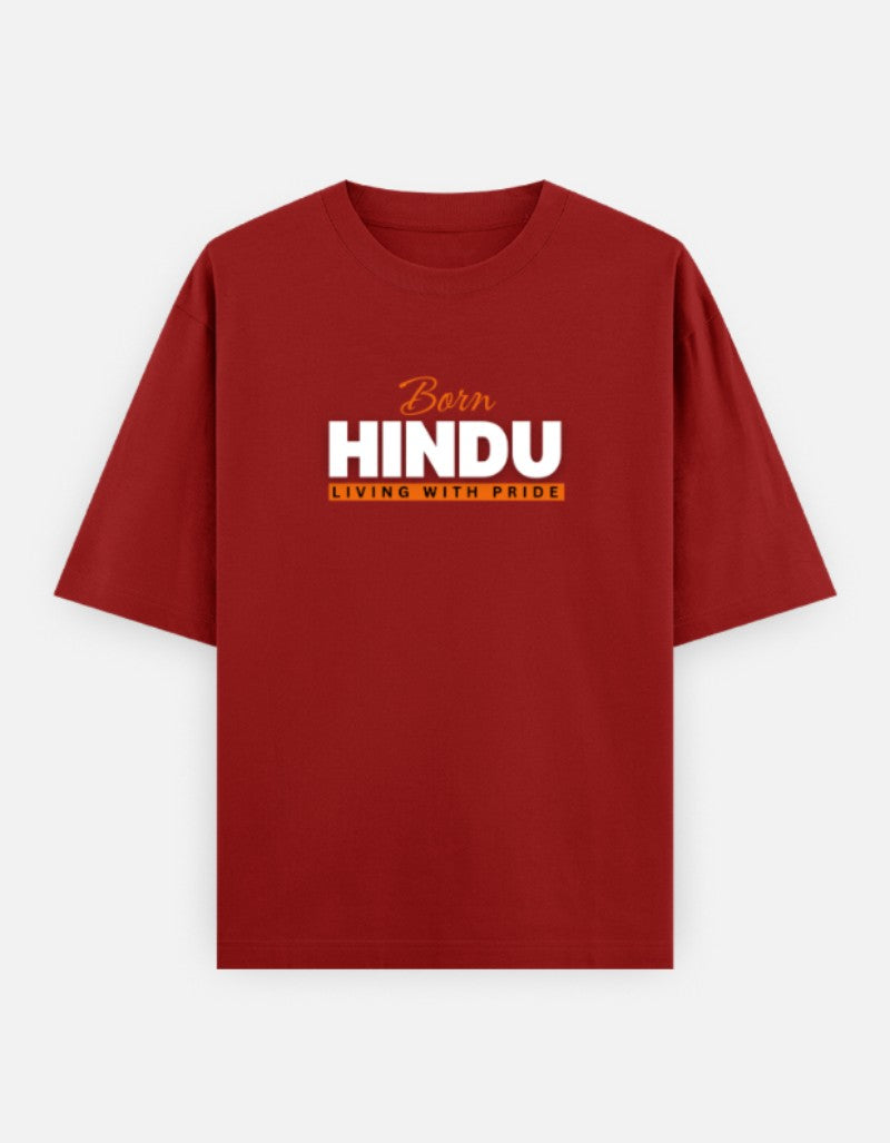 Born Hindu Oversized T-Shirt for Men — Sanatani Spiritual Pride Cotton Tee - SanatanSoul