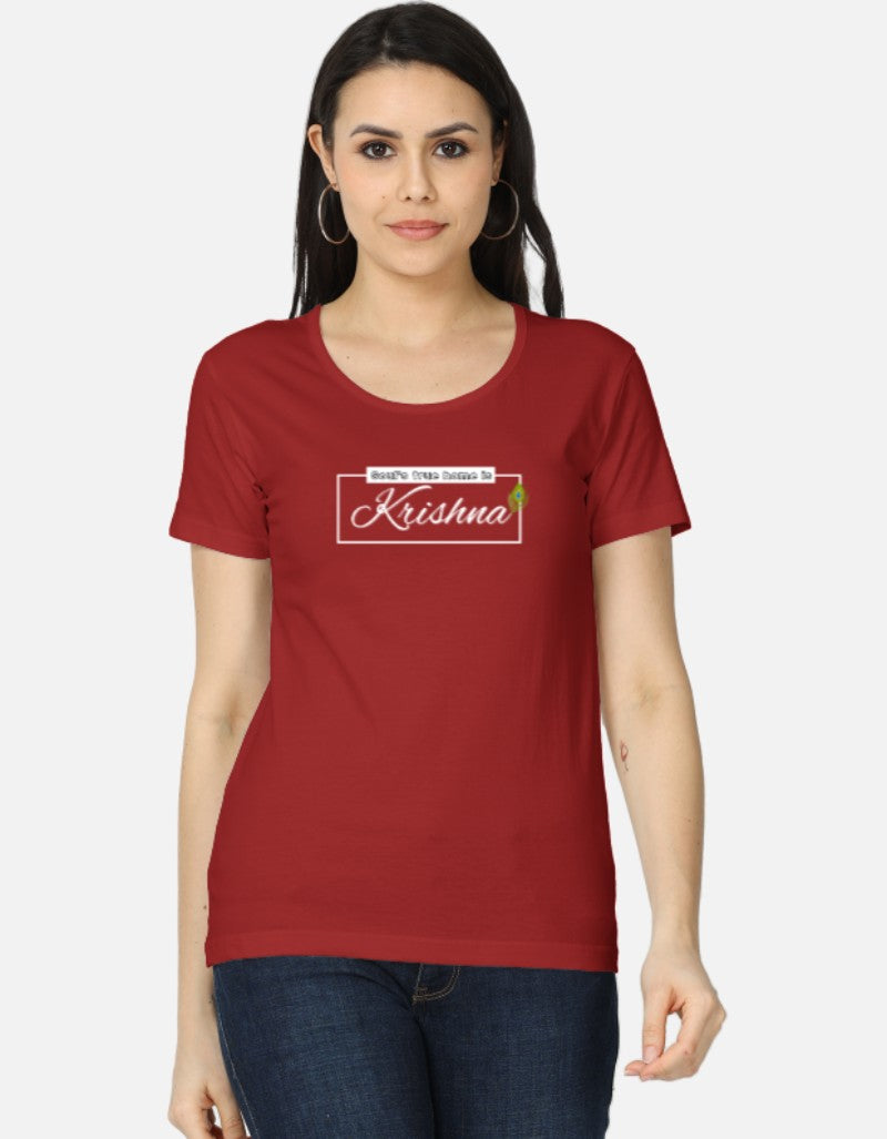 Soul’s True Home is Krishna- Spiritual Sanatani Krishna Print Tee for Women & Girls - SanatanSoul