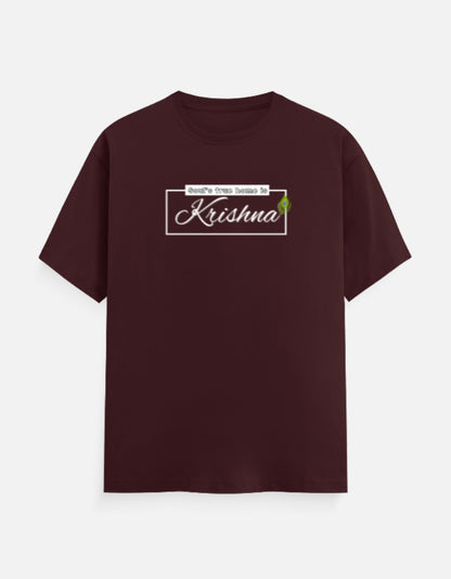 Soul's True Home is Krishna Oversized Cotton T-shirt for Men – 180 GSM Heavyweight Spiritual Graphic Tee - SanatanSoul