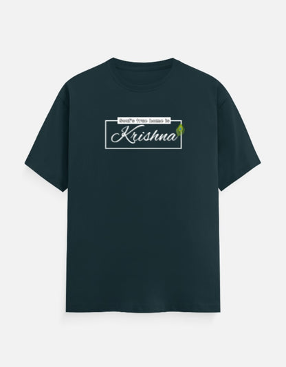 Soul's True Home is Krishna Oversized Cotton T-shirt for Men – 180 GSM Heavyweight Spiritual Graphic Tee - SanatanSoul