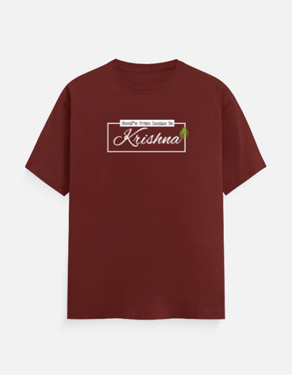 Soul's True Home is Krishna Oversized Cotton T-shirt for Men – 180 GSM Heavyweight Spiritual Graphic Tee - SanatanSoul