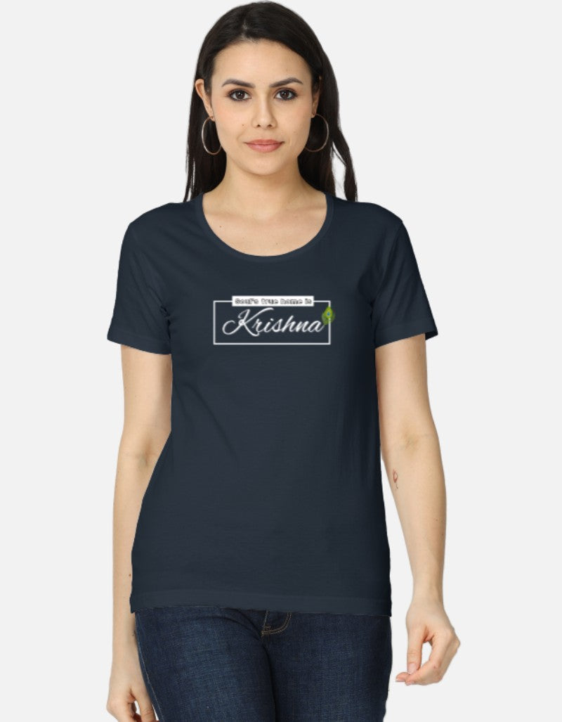 Soul’s True Home is Krishna- Spiritual Sanatani Krishna Print Tee for Women & Girls - SanatanSoul