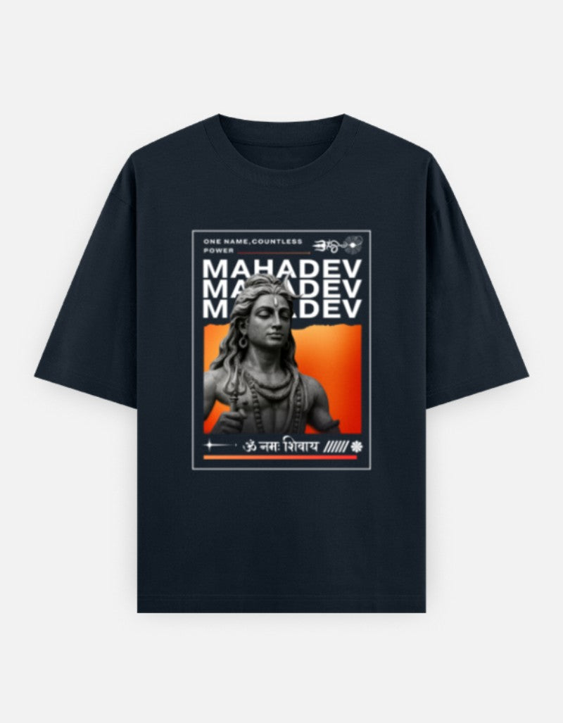 Mahadev Oversized Premium 100 % Cotton T-shirt – Hindu Lord Shiva Graphic Tee for Men - SanatanSoul