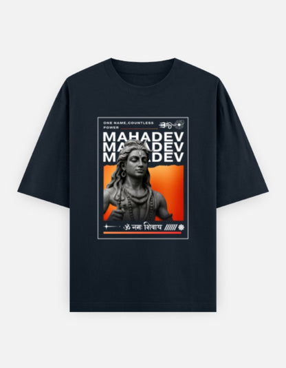 Mahadev Oversized Premium 100 % Cotton T-shirt – Hindu Lord Shiva Graphic Tee for Men - SanatanSoul