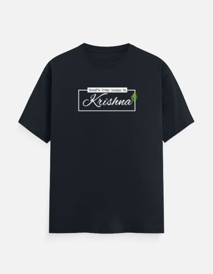 Soul's True Home is Krishna Oversized Cotton T-shirt for Men – 180 GSM Heavyweight Spiritual Graphic Tee - SanatanSoul
