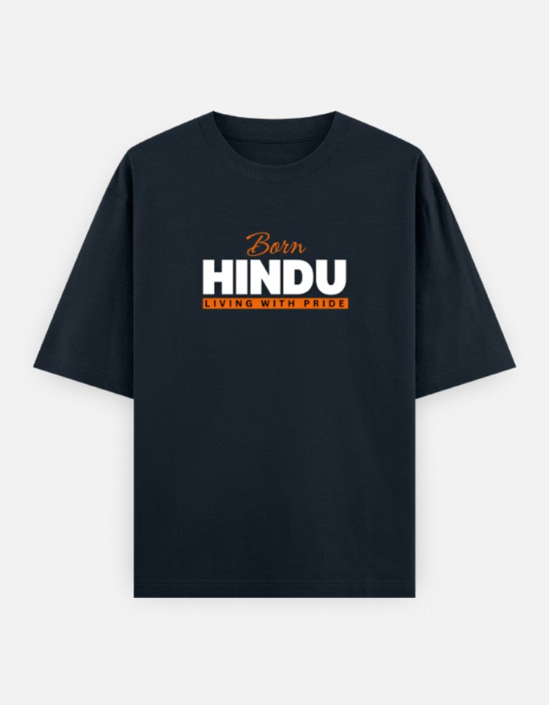 Born Hindu Oversized T-Shirt for Men — Sanatani Spiritual Pride Cotton Tee - SanatanSoul