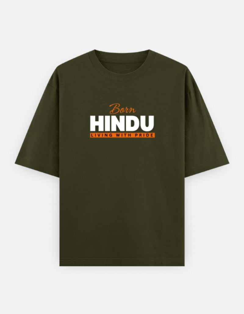 Born Hindu Oversized T-Shirt for Men — Sanatani Spiritual Pride Cotton Tee - SanatanSoul
