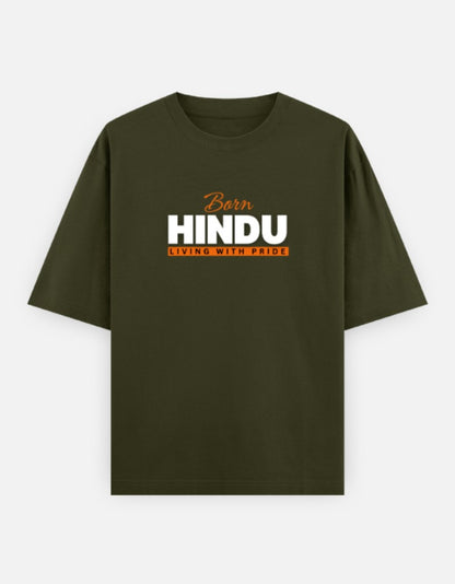 Born Hindu Oversized T-Shirt for Men — Sanatani Spiritual Pride Cotton Tee - SanatanSoul