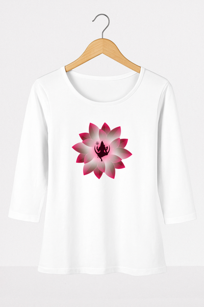 Mahadev Lotus Female Full Sleeve T-Shirt - SanatanSoul