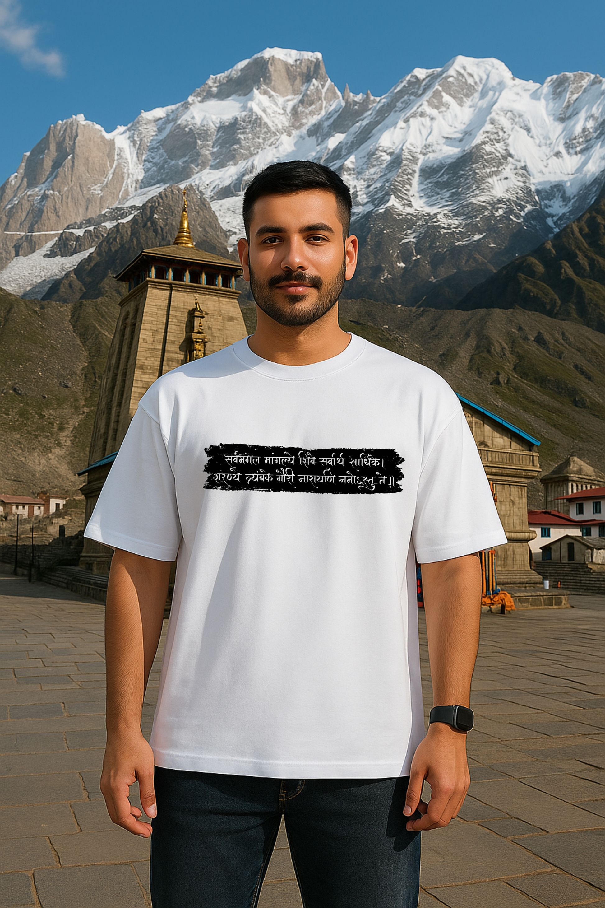 Divine Trishul Oversized Both Side Printed T-Shirt - SanatanSoul
