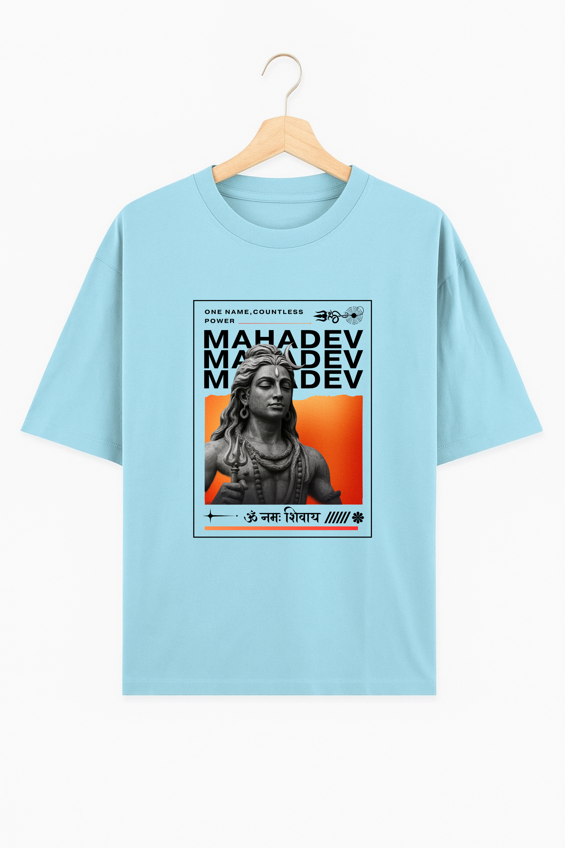 "One Name, Countless Power” – Mahadev oversized premium cotton t-shirt for men, Hindu Lord Shiva graphic tee - SanatanSoul