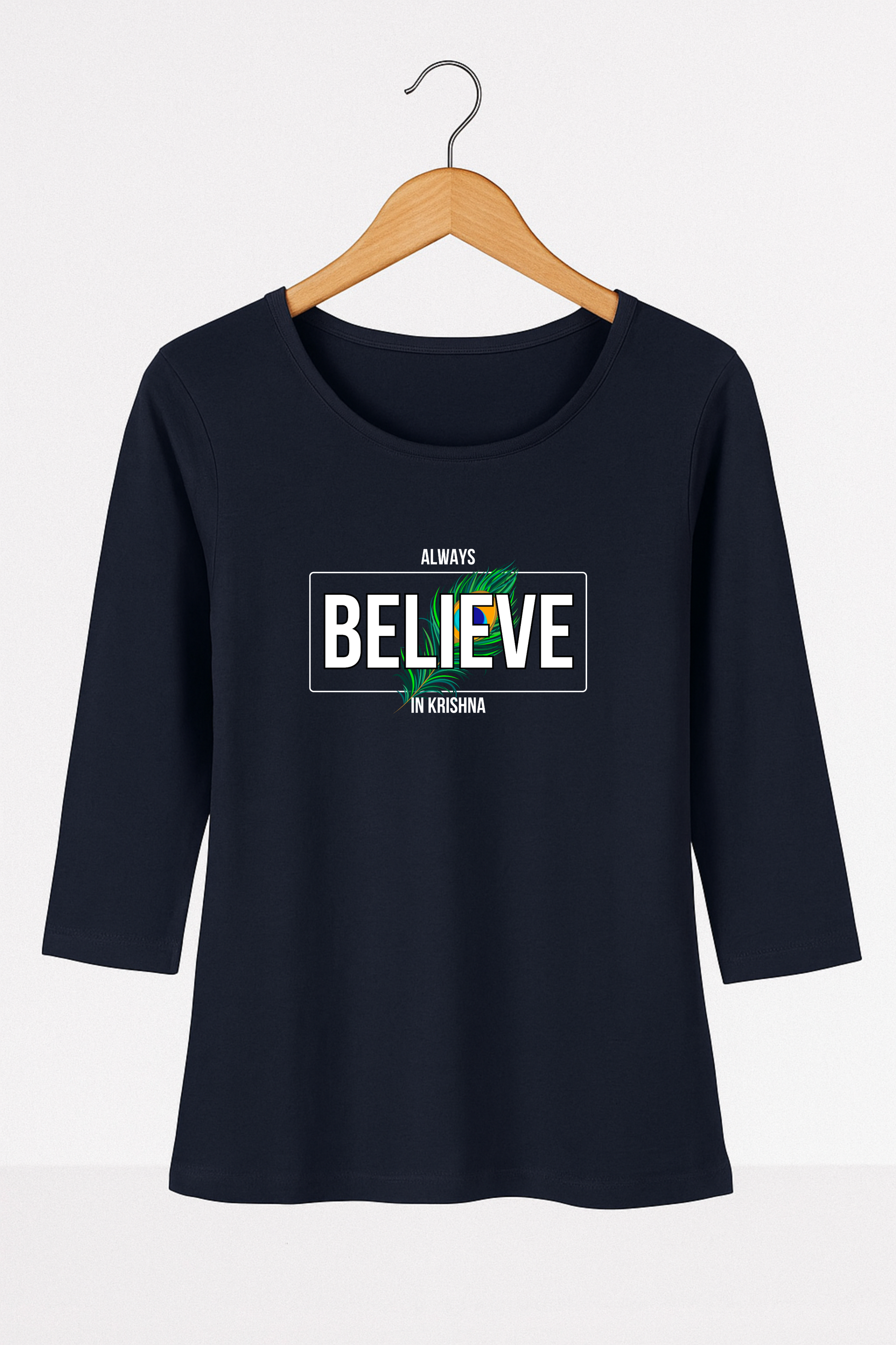 Always Believe in Krishna – Women's Full-Sleeve T-Shirt - SanatanSoul