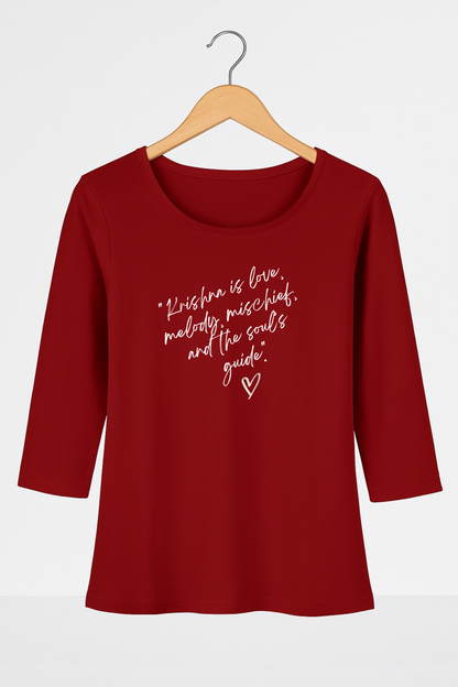 Krishna Vibes – Women's Full Sleeve cotton Tee - SanatanSoul