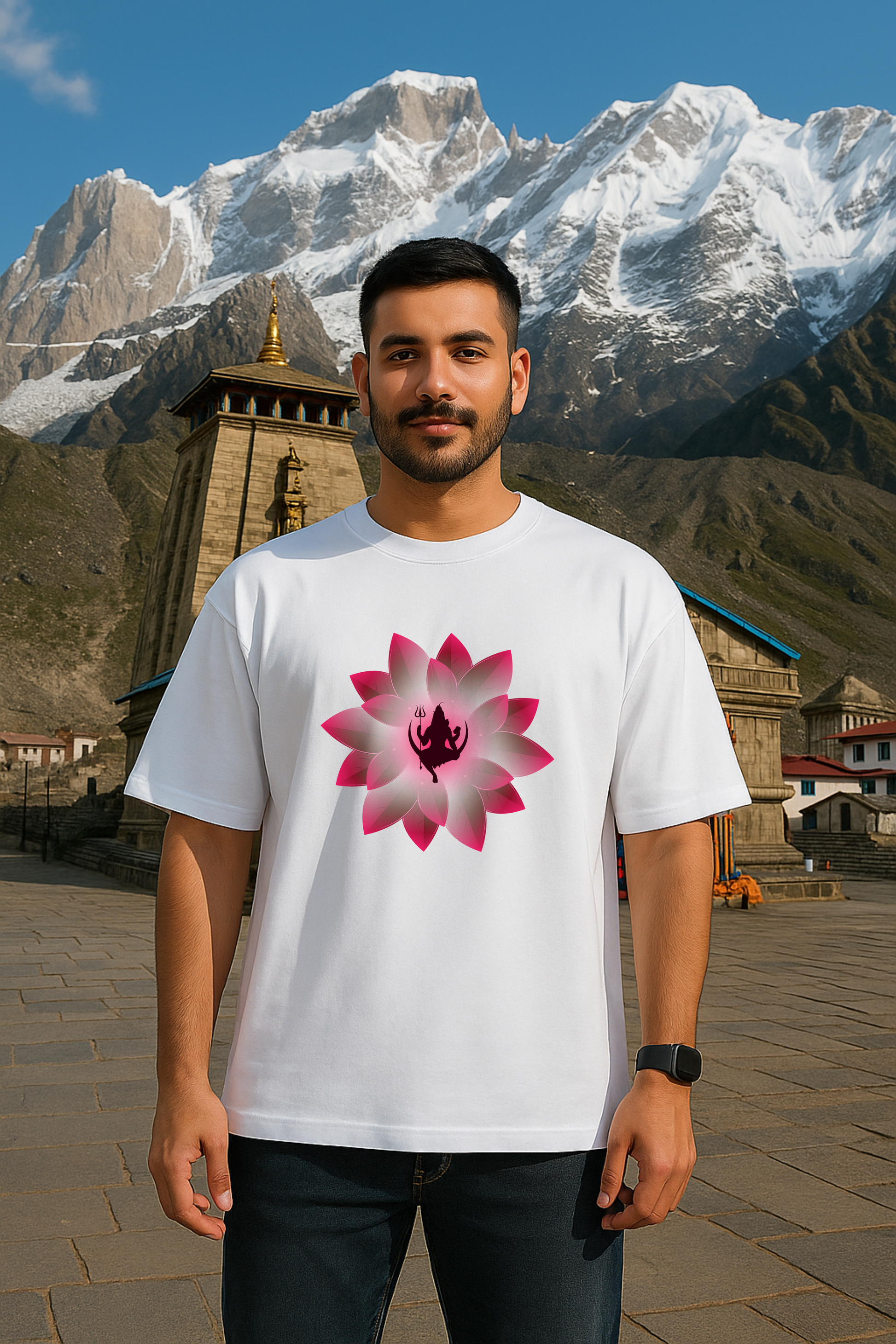 Mahadev Lotus Unisex Oversized T-Shirt - SanatanSoul