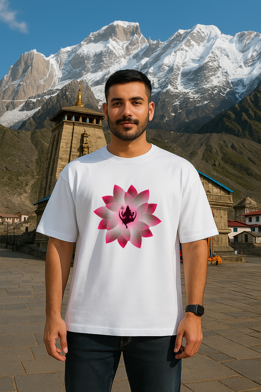 Mahadev Lotus Unisex Oversized T-Shirt - SanatanSoul