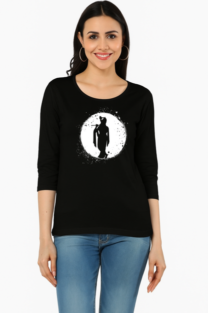 Divine Grace – Full Sleeve Krishna Silhouette T-Shirt (Women) - SanatanSoul