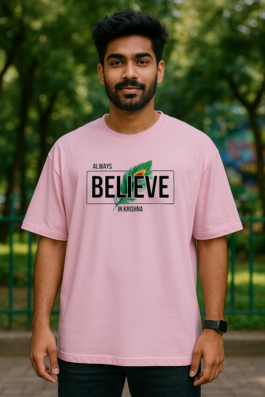 Always Believe in Krishna – Men's Oversized T-Shirt - SanatanSoul
